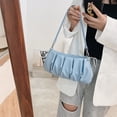 thumbnail image 1 of Bolsa Bolso de hombro plisado para mujer, PU sólido, elegante, para axilas, nube (azul) JShteea Para Estrenar, 1 of 9