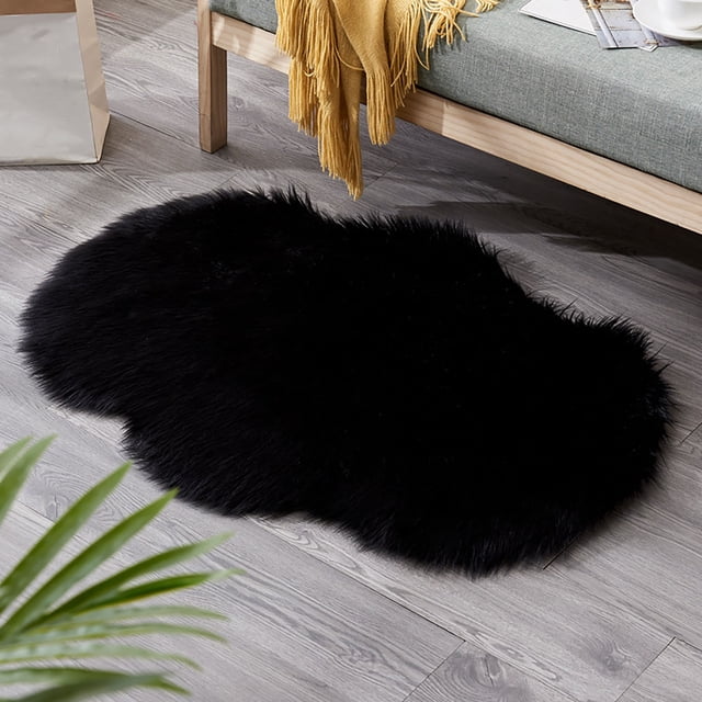 Faux Sheepskin Area Rug with Cold Proof and Non-Slip Irregular Design, Soft Sink-In Comfort for Household Use, Multi-Purpose as Tea Table Floor Mat Sofa Cushion Decor