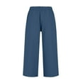 thumbnail image 4 of Lumtrix Womens Wide Leg Capri Pants 2026 Spring Summer Baggy High Waisted Trendy Cropped Trousers with Pockets Navy XL, 4 of 6