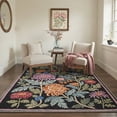 thumbnail image 3 of GENIMO 5'x7' Area Rug for Living Room, Machine Washable Non Slip Low Pile Rug for Bedroom Dining Room, Modern Floral, Dusty Black, 3 of 7