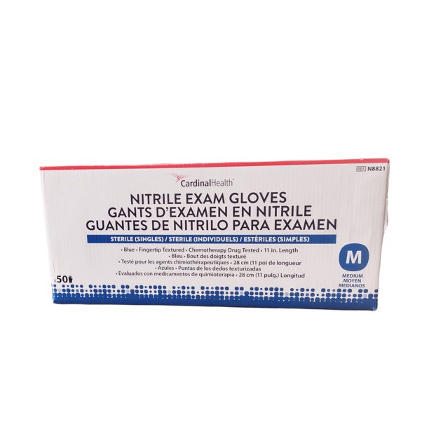 Cardinal Health Nitrile Exam Gloves Medium Textured Fingertips Blue