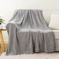 thumbnail image 4 of Grey Chenille Knit Throws,Soft Decorative Farmhouse Sofa Blanket,Neutral Home Decor,51"x 67", 4 of 9