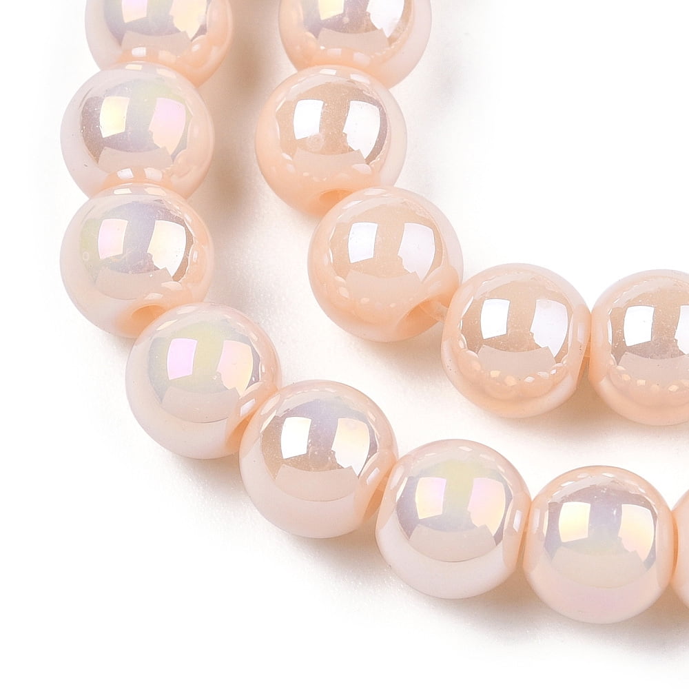 20strands Electroplate Opaque Glass Beads Strands AB color Round PeachPuff 6~6.5mm Hole: 1.4mm about 67~70pcs/strand 14.76 inch~15.16 inch(37.5~38.5cm)