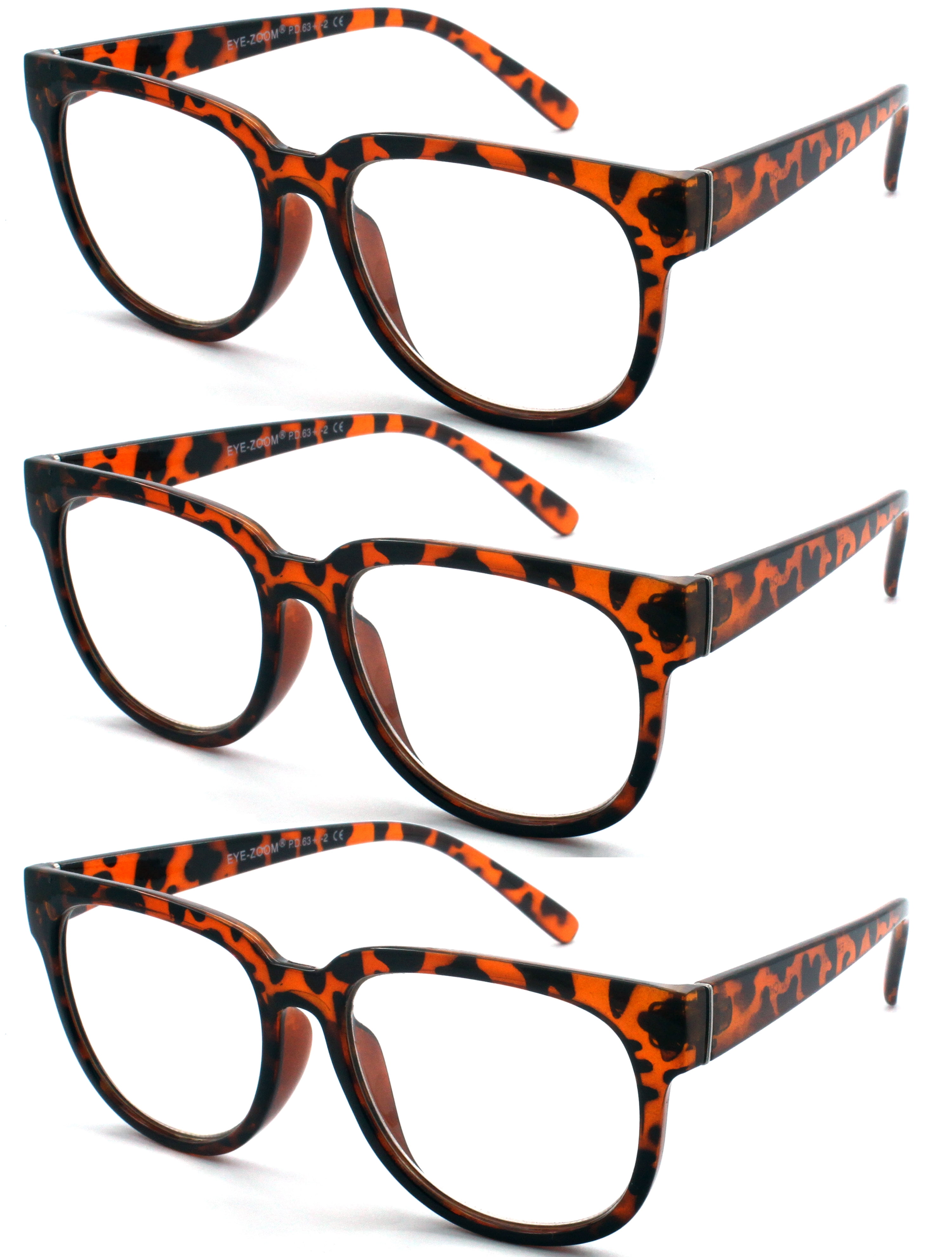 EYE ZOOM 3 Pairs Ladies Plastic Frame Stylish Style Reading Glasses for ...