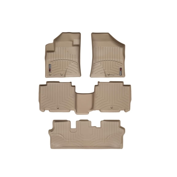 WeatherTech Custom Fit FloorLiners compatible with 2007-2012 Hyundai Veracruz - Complete Set (1st, 2nd, & 3rd Row), Tan