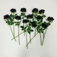thumbnail image 3 of Asisol 12PCS Artificial Flower Fake Roses with Long Stems for Valentine's Day Wedding Bouquets Centerpieces Bridal Shower Party Home Decor (Black Green), 3 of 7