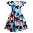 thumbnail image 4 of GBSYEWXS Dress For Girls Comfortable Hawaii Print Flutter Sleeve Crew Neck Blue Dresses Size 3-4 Years, 4 of 4