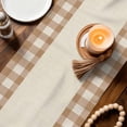 thumbnail image 3 of Retro Brown Table Runner 70 Inches, Farmhouse Buffalo Plaid Vintage Beige Bed Runner Dresser Scarves Tabletop for Indoor Outdoor Parties/Ceremony/Banquet, 13" x 70", 3 of 9