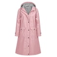 thumbnail image 4 of Zpanxa Womens Winter Jackets Long Hooded Waterproof Raincoat Striped Lined Lightweight Windbreaker Outdoor Jacket with Pockets Casual Travel, 4 of 7
