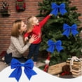 thumbnail image 6 of Kezqiaxn Christmas Tree Decorations Clearance, Christmas Bows Outdoor Decorations, Velvet Wreath Bow with Glitter for Xmas Tree Topper Home Front Door Decor Blue, 6 of 6