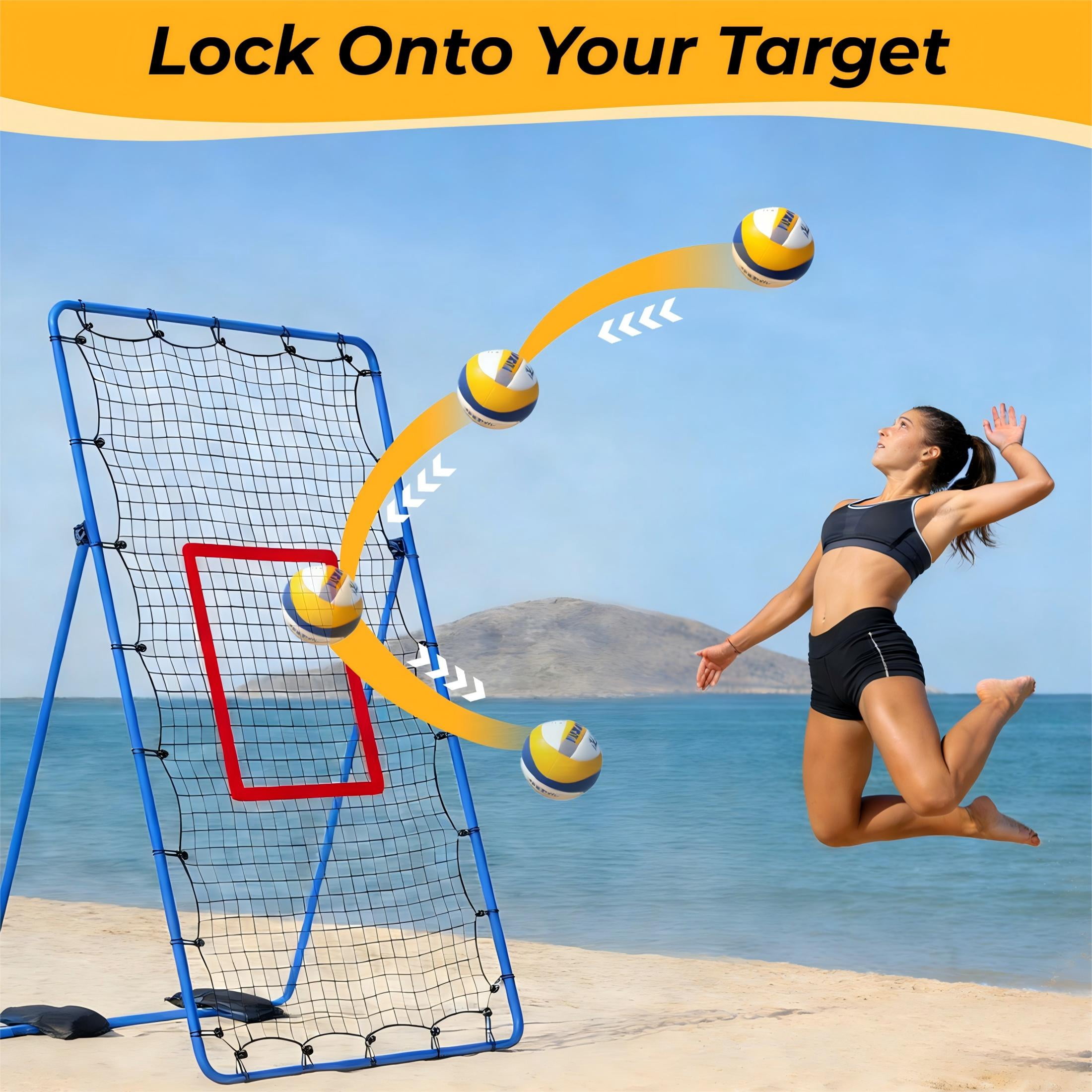 CONCETTA Volleyball Rebounder Net, Adjustable Angle Ball Return Equipment for Indoor Outdoor Use, Durable & Portable with Carry Bag