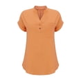 thumbnail image 5 of T-Shirts Femmes Plus Mode Décontractée Col en V Boutonné Manches Courtes avec Poches - Hontri, 5 of 5