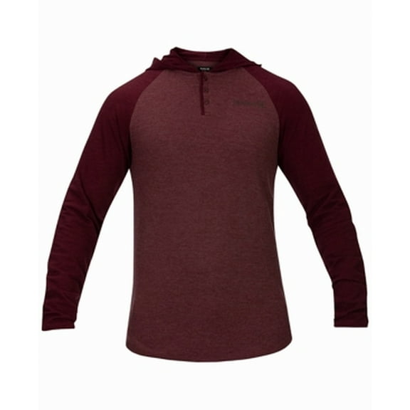 Mens Hoodie Thermal Print Henley Long Sleeve 2XL