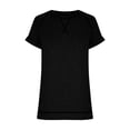 thumbnail image 4 of SDNall Summer T-Shirt for Women Solid Color Short Sleeve Casual Round Neck Side Split Fashion T-Shirt Short Sleeve Round Neck T-Shirt (Black,Sizes:S-2XL), 4 of 9