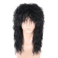 thumbnail image 1 of Peluca LeMarnia 80s Mullet Long Ondulado Negro de Fibra Sintética, 1 of 5