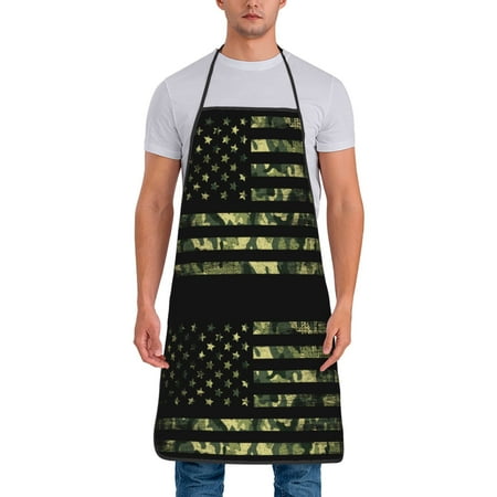 

Xecao American Flag Camo Print Funny BBQ Chef Aprons for Men Women Adjustable Kitchen Cooking Aprons with Pocket Waterproof Oil Proof No Pilling Fading