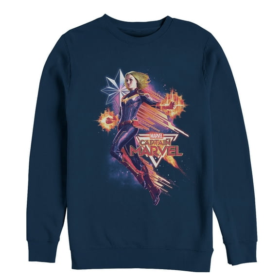 Men's Marvel Captain Marvel Retro Video Game Star  Sweatshirt Navy Blue Large