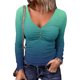 thumbnail image 4 of Tops Para Mujer Camisas de Manga Larga Otoño Moda Casual Estampado Con Cuello en V Camiseta Top Blusa Jersey Odeerbi ODB150760, 4 of 6