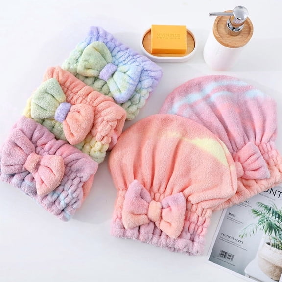 Microfiber Fast Hair Dryer Turban for Women, Super Absorbent Hair Towel Wrap, Extra Soft & Gentle Hair Drying Cap for Thick, Curly, ost-Shower, Gym, Home & Travel Use，Random color