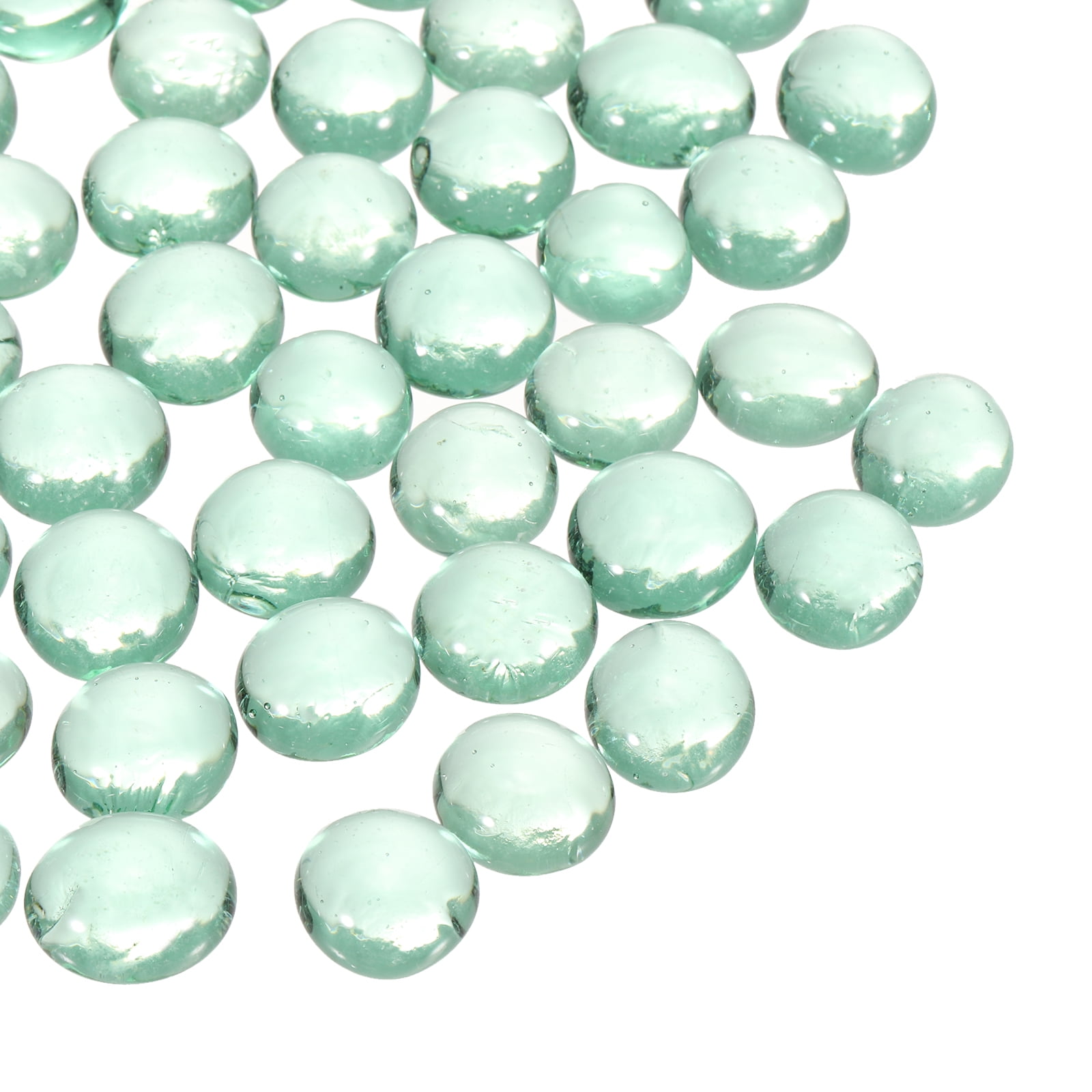 Uxcell Glass Beads, 20Pcs Flat Glass Gemstone Green 0.22lbs 0.47"-0.55" Glass Marbles Pebbles for Vase Fillers Aquarium Decor DIY Craft
