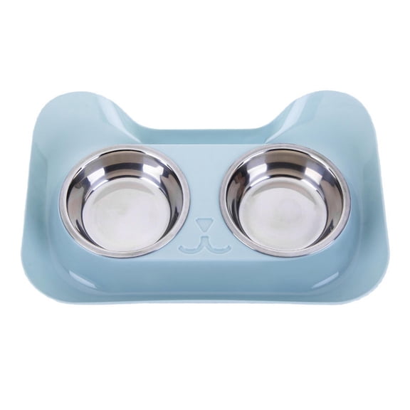 Stainless Steel Double Layer Pet Bowl Non- Dog Cat Feeder with Water Bowl 400ML for Small Medium Pets