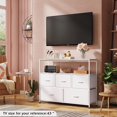 thumbnail image 2 of White Dresser, Modern Simple TV Cabinet with Storage Drawers, Fabric TV Console, Media Gaming Stand for Living Room, Bedroom, 2 of 10