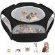 thumbnail image 1 of Parque infantil para jaula de animales pequeños, parque para mascotas con cubierta superior, antiescape, plegable, transpirable, transparente, valla de patio para perros, gatos, conejitos, cachorros,, 1 of 5