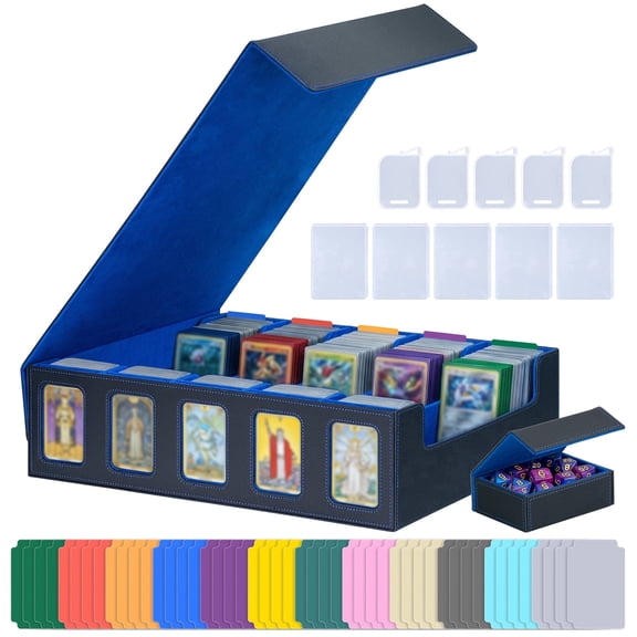 DQQKMM Trading Card Storage Box, 3900  Deck Box with Commander Display, Organizer for MTG TCG Sports Cards, Includes Dice Tray, Dividers & Top Loaders
