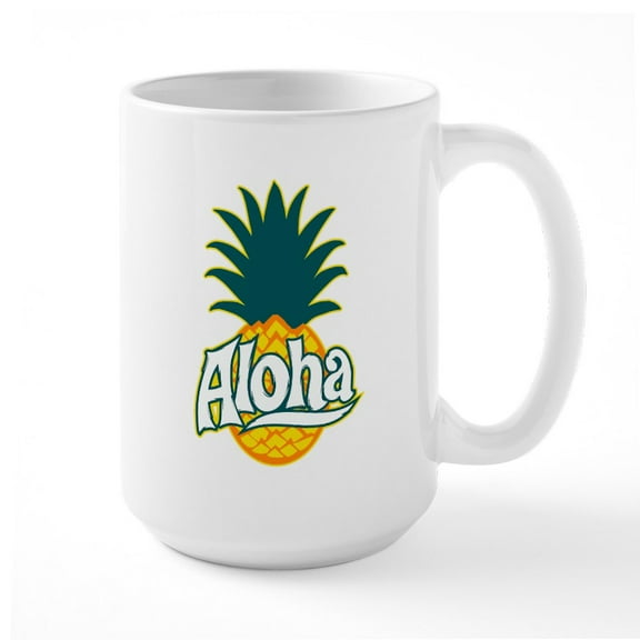 CafePress - Aloha Mugs - 15 oz Ceramic Large White Novelty Mug