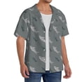 thumbnail image 2 of Balery Cute Shark Camisa Casual de Manga Corta con Botones para Hombre, Texturizada, Estilo Cubano, para Playa, Verano-4X-Large, 2 of 5