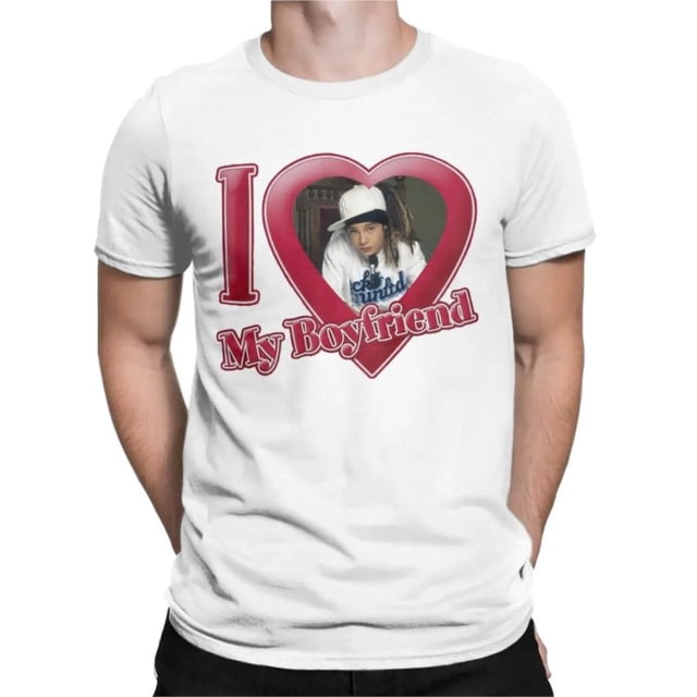 Camiseta para hombre "Amo a mi novio Tom Kaulitz", divertida camiseta vintage de música, camiseta de manga corta de Tokio Hotel, camisetas de cuello redondo, idea de regalo