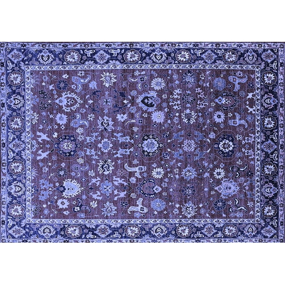 Ahgly Company Machine Washable Indoor Rectangle Oriental Blue Industrial Area Rugs, 7' x 9'