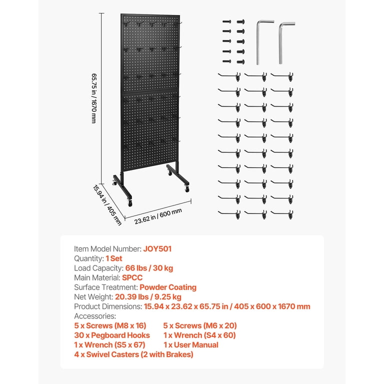 Kffkff Standing Pegboard Display, 23.6x63 In With 30 Hooks photo 7