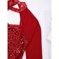 thumbnail image 4 of YONGHS Kids Girls Mesh Splice Long Sleeve Sequins Dance Leotards Gymnastic Ballroom Dancewear Red 10, 4 of 7