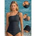 thumbnail image 2 of Charmo Womens One Shoulder Tankini Tops Side Tie Ruched Swimsuit Tops Only(No Bottoms), 2 of 9