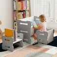 thumbnail image 4 of Gymax Kids Table & Chair Set 3-Piese Toddler Set w/2 Stools & Activity Table Gray Gray, 4 of 10