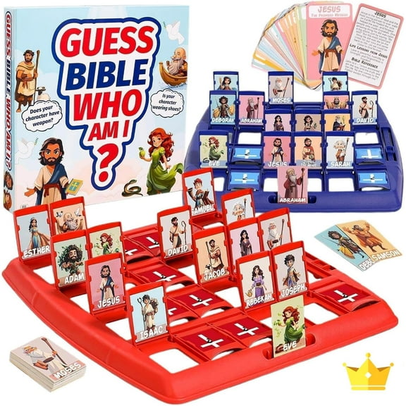 Bible Who I Am Board Games, 2025 New Classic 24 Holy Characters with Life Story & Verse Cards, Portable Fun Family Game