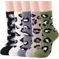 thumbnail image 2 of 5Pair Women Warm Soft Plush Slipper Sock Winter Fluffy Microfiber Crew Socks Casual Home Sleeping Fuzzy Cozy Sock, 2 of 6