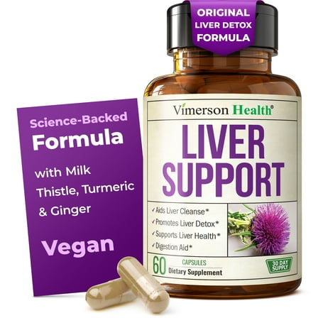 Liver Support with Milk Thistle, Chicory, Artichoke, Dandelion Root & Zinc - Herbal Liver Detox and Cleanse Support – Vegan Liver Supplement – 60 Capsules