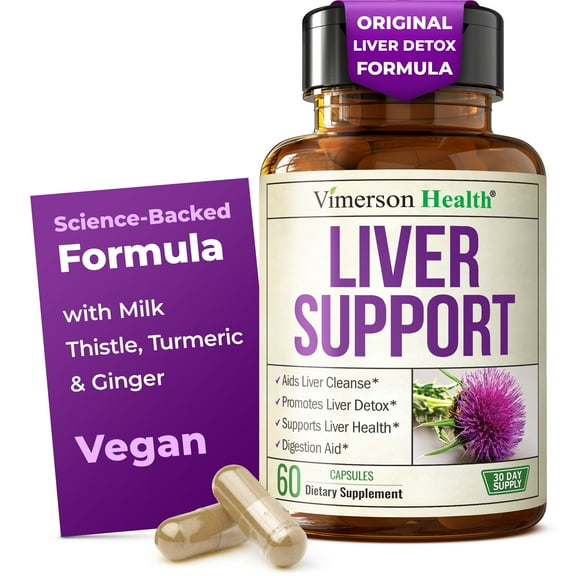 Liver Support with Milk Thistle, Chicory, Artichoke, Dandelion Root & Zinc - Herbal Liver Detox and Cleanse Support – Vegan Liver Supplement – 60 Capsules