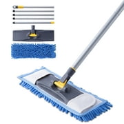Yocada Dust Mop Dual-Action Microfiber Mop with 1 Chenille 1 Cotton Mop Pad Washable Wet and Dry for Hardwood Ceramic Marble Tile Laminate Home Kitchen Floor Cleaning