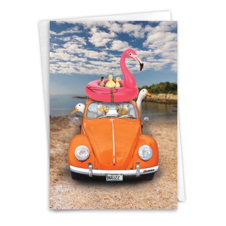 NobleWorks Bon Voyage Greeting Card with 5 x 7 Inch Envelope (1 Card) Farewell, Good Luck Fun Ducks - Car C10971IBVG