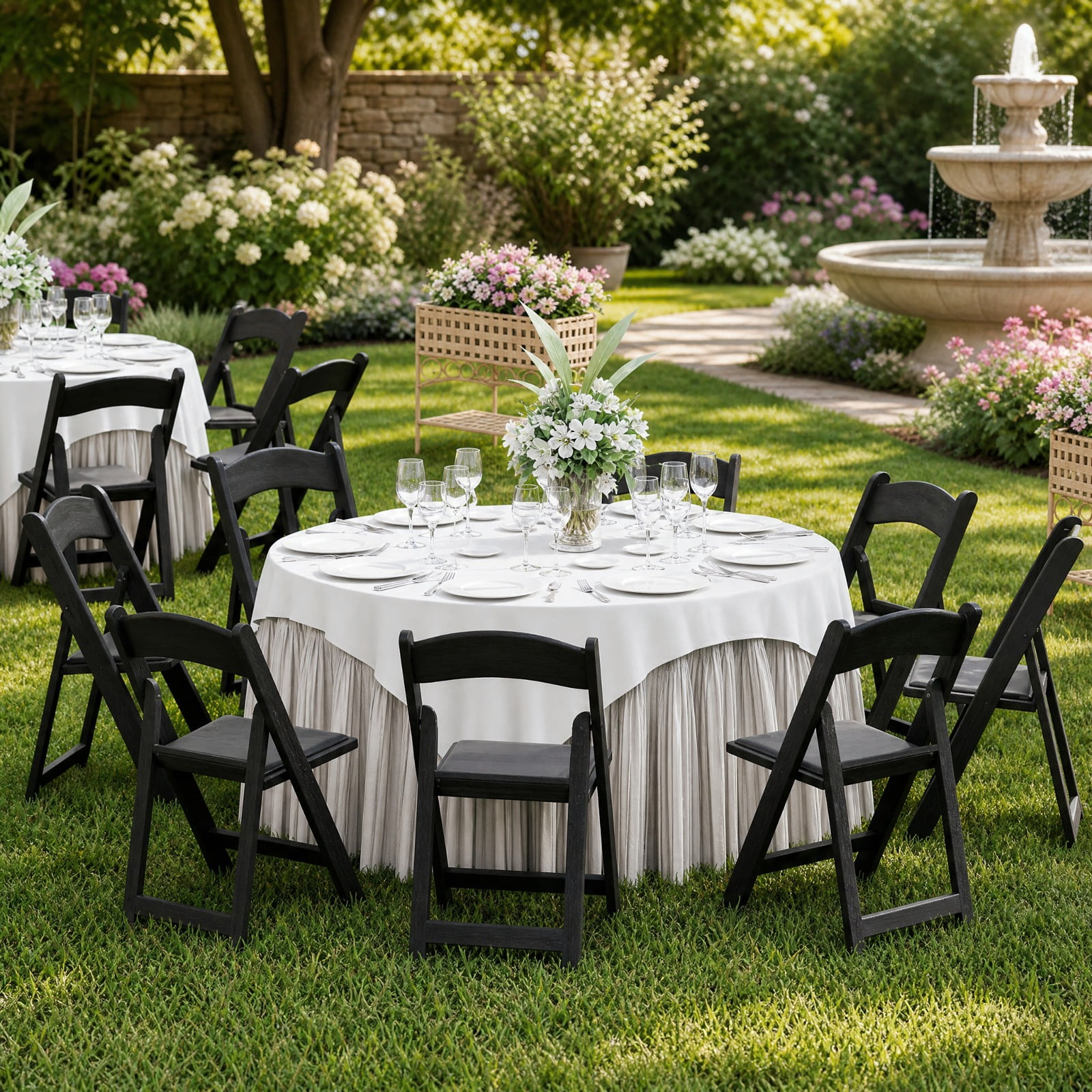 Furnibear Resin Folding Chairs Set of 4 with Padded Seat and Reinforced Frame for Weddings Parties and Commercial Event Seating, Black