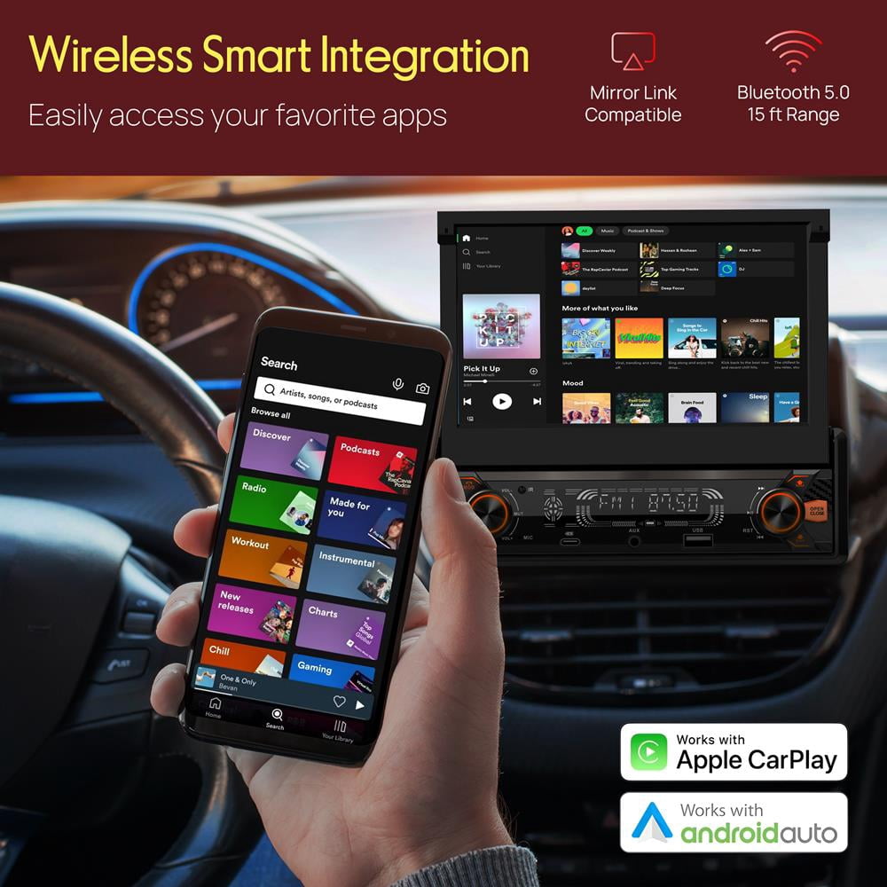 Pyle PLTS80 7" Touchscreen Single DIN Bluetooth AM/FM Car Receiver w/Camera