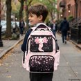 thumbnail image 6 of HELLHERO Pink Floral Sparkle Print Bookbags with Lightweight Durable Zaino per ragazze, Breathable 17 Inch School Bag for Travel Middle School Back to School, 6 of 7