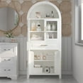thumbnail image 2 of 71 Inch Tall Arched Farmhouse Pantry Cabinet with Glass Barn Door, Adjustable Shelves Storage Cupboard for Kitchen, Dining Room, White, 2 of 9