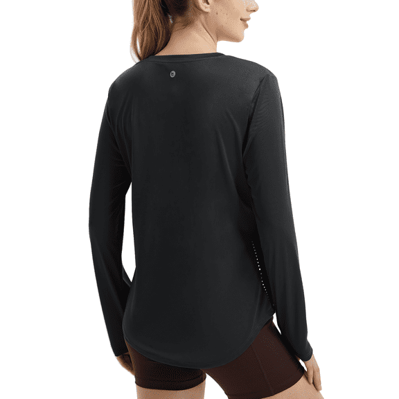 BALEAF Women's Sun Shirts UPF50 Long Sleeve Workout Tops UV Protection Running Athletic Lightweight Quick Dry Black L