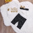 thumbnail image 3 of Douhoow 2PCS Newborn Baby Clothes Set Long Sleeve Letter Print Romper Pants Sequin Bow Hat, 3 of 9