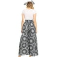 thumbnail image 2 of Sakkas Esme Women's African Ankara Flared Wide Leg Palazzo Pants with Pockets - 26-BlackWhite - One Size Regular, 2 of 5