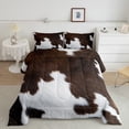 thumbnail image 2 of Cow Print Comforter Set Queen Size, Highland Cattle Cowhide Printed Ultra Soft Duvet Set, Western Farm Cowboy Pattern All Season Down Alternative with 2 Pillowcases, Brown White, 2 of 7